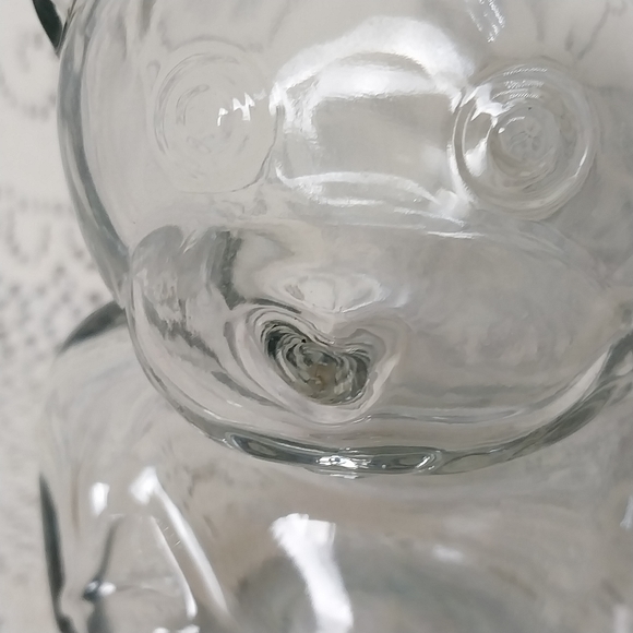Anchor Hocking Glass Teddy Bear Penny Coin Bank Clear Vintage 6" 80s 90s - Picture 6 of 8